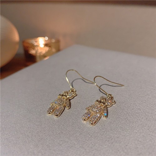 Rhinestone Decor Bear Drop Earrings image