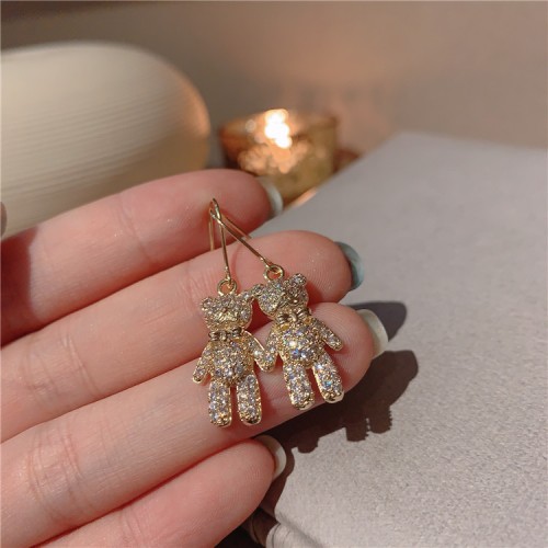 Rhinestone Decor Bear Drop Earrings image