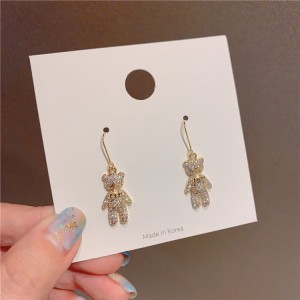 Rhinestone Decor Bear Drop Earrings