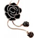 Black Rose Necklace With Rhinestones For Women-Gold image