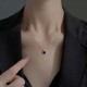 Black Square Pendant Necklace For Women-Silver image