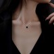 Black Square Pendant Necklace For Women-Silver image