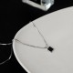 Black Square Pendant Necklace For Women-Silver image