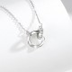 Sterling Silver Double Circle Necklace with Diamonds image