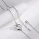 Sterling Silver Double Circle Necklace with Diamonds image