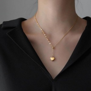 Gold Heart Pendant Necklace For Women
