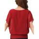 Summer Short Sleeve Round-Neck Chiffon Shirt for Women-Red image