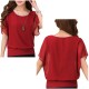 Summer Short Sleeve Round-Neck Chiffon Shirt for Women-Red image