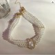 Vintage Faux Pearl Choker Necklace Pendant image