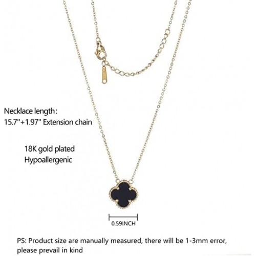 Black and Gold Clover Necklace, Bracelet, and Earrings Set image