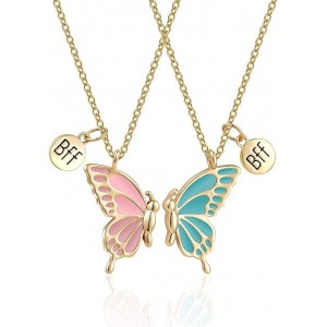 BFF Butterfly Necklaces Show Your Best Friend-Gold