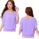 Summer Short Sleeve Round-Neck Chiffon Shirt for Women-Purple image