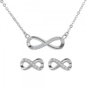 Sterling Silver Infinity Necklace And Earrings Set 