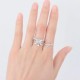 Diamond Fashion Bow Ring Female Ring Popular Exquisite Ring-Silver