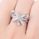 Diamond Fashion Bow Ring Female Ring Popular Exquisite Ring-Silver