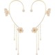 Butterfly Ear Cuff Earrings with Rhinestones & Chains-Gold image