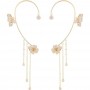 Butterfly Ear Cuff Earrings with Rhinestones & Chains-Gold