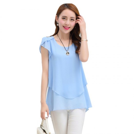 light blue chiffon top