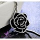 Black Rose Necklace With Rhinestones For Women-Silver image