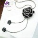 Black Rose Necklace With Rhinestones For Women-Silver image