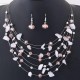 Bohemian Multi Layer Necklace Set With Crystals-Pink image