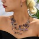 Bohemian Multi Layer Necklace Set With Crystals-Purple image