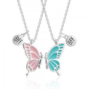 BFF Butterfly Necklaces Show Your Best Friend-Silver