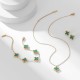 Green and Gold Clover Necklace, Bracelet, and Earrings Set image