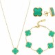 Green and Gold Clover Necklace, Bracelet, and Earrings Set image