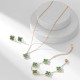 Green and Gold Clover Necklace, Bracelet, and Earrings Set image