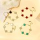 White and Gold Clover Necklace, Bracelet, and Earrings Set image