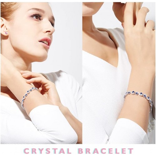  Royal Blue Crystal CZ Silver Plated Bracelet image