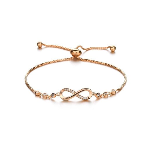 Stylish Infinity Bracelet With Adjustable Chain-Gold image