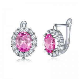 Sterling Pink Cubic Zirconia Stud Earrings