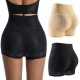 Black High-Waisted Butt Lifter Shorts with Mesh Panels image