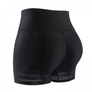 Black High-Waisted Butt Lifter Shorts with Mesh Panels