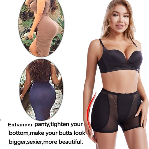 Butt Lifter Panties Women Hip Enhancer with Pads - Black image