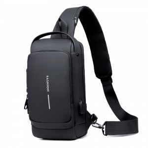 Sling Bag with USB Charging Port & Adjustable Straps-Black