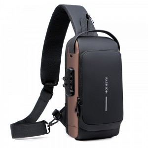 Sling Bag with USB Charging Port & Adjustable Straps-Brown