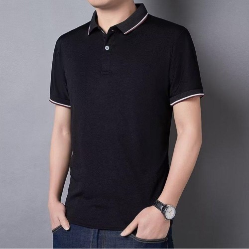 Men's Casual Button Up Short Sleeve Lightweight Polo Shirt-Black image