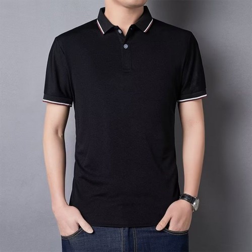 Men's Casual Button Up Short Sleeve Lightweight Polo Shirt-Black image