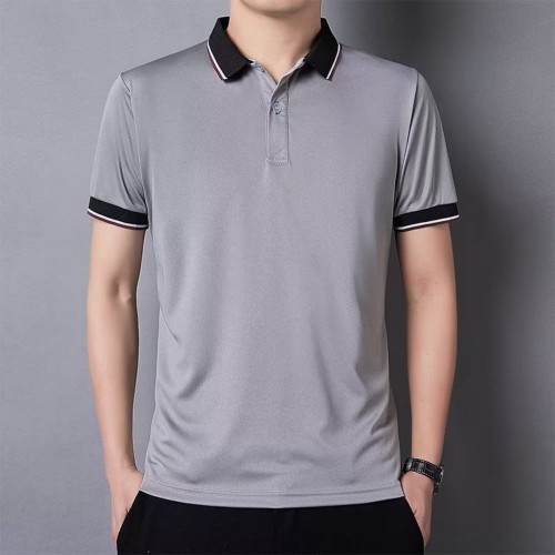 Men's Casual Button Up Short Sleeve Lightweight Polo Shirt - Grey image