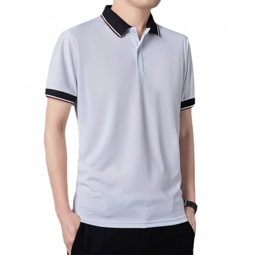 Men's Casual Button Up Short Sleeve Lightweight Polo Shirt - White image