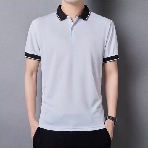 Men's Casual Button Up Short Sleeve Lightweight Polo Shirt - White image