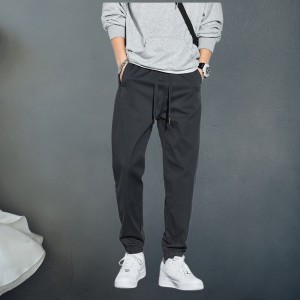 Men's Casual Pants Elastic Waist Straight Legging Trouser - Dark Grey
