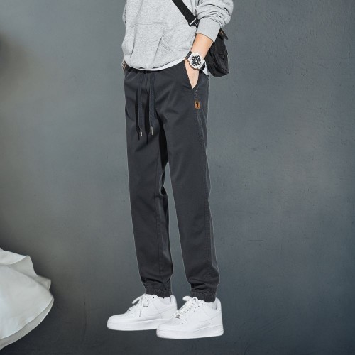 Men's Casual Pants Elastic Waist Straight Legging Trouser - Dark Grey image