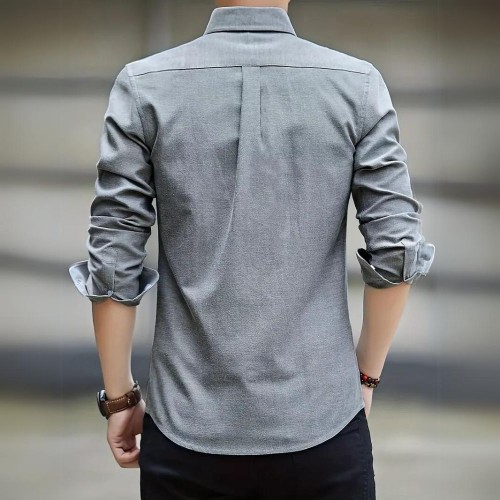 Men's Long Sleeved Casual Thin Oxford Shirt - Grey image