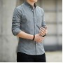 Men's Long Sleeved Casual Thin Oxford Shirt - Grey