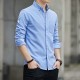 Men's Long Sleeved Casual Thin Oxford Shirt - Light Blue image