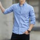 Men's Long Sleeved Casual Thin Oxford Shirt - Light Blue image